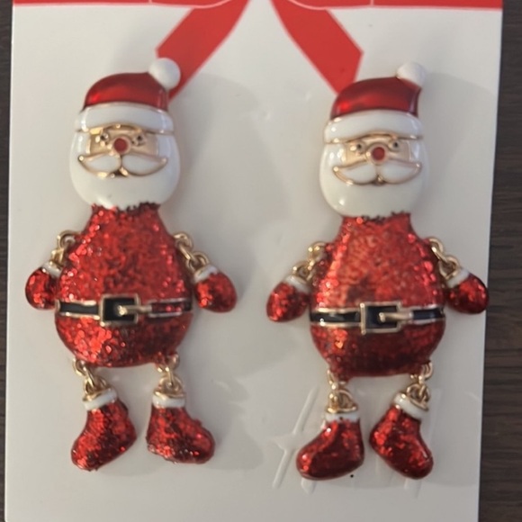 H&M Santa Clause Christmas Hanging Earrings NWT - Picture 5 of 5